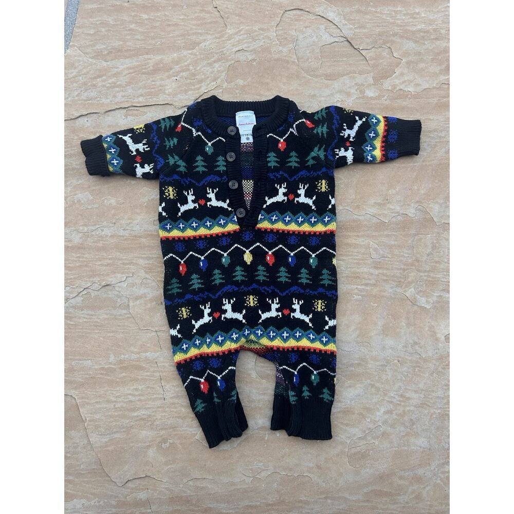 Hanna Andersson Baby Sz 3-6 mos. Holiday Christmas Sweater Romper Colorful